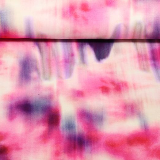 Sweat d'été - French Terry Imp. digi. Batik abstrait Rose vif
