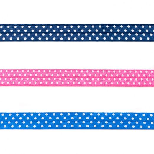 Ruban élastique à pois 12mm - au mètre Ruban élastique à pois 12mm - au mètre