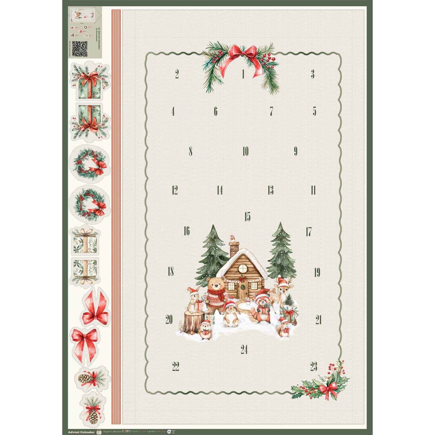 Canvas Panel - Nostalgie Adventskalender Leinenlook Grau-3 Canvas Panel - Nostalgie Adventskalender Leinenlook Grau-3