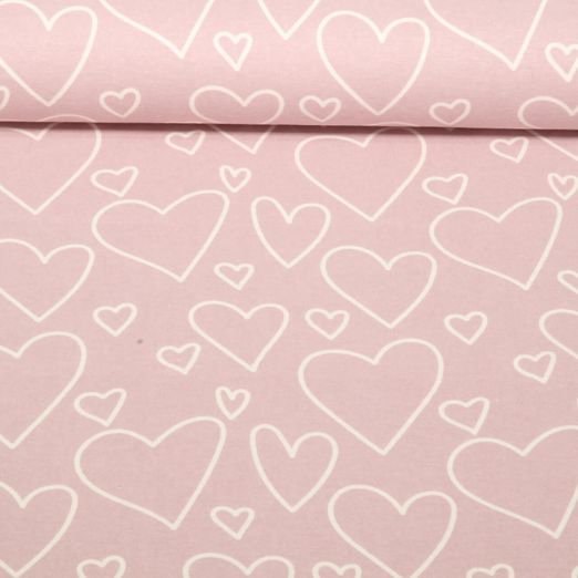 Flanelle de coton - Coeurs Rose