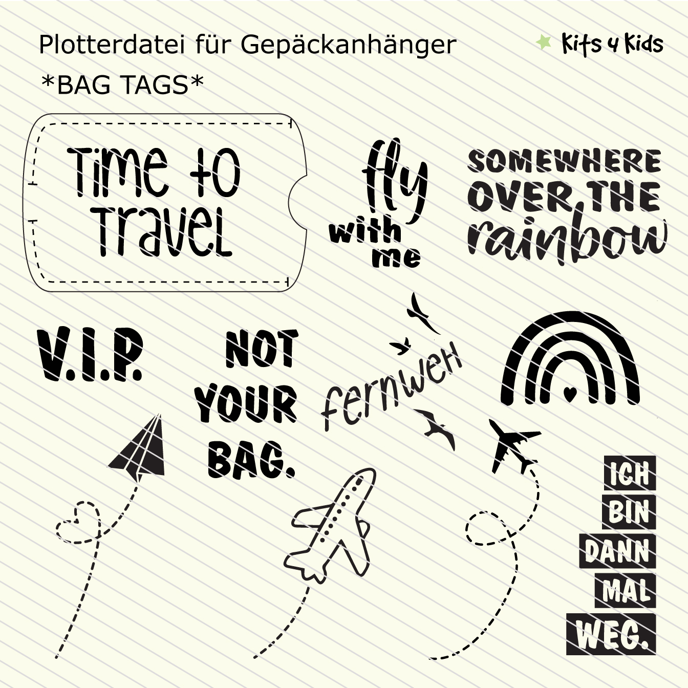 Plotterdatei - Bag Tags Gepäckanhänger - Schnittmuster eBook-1