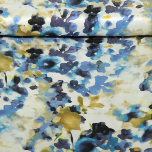 Satin de viscose - Impression numérique Aquarelle Bleu