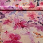 Satin de viscose - Impression numérique Fleurs Fuchsia