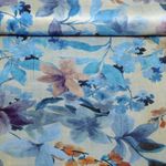 Satin de viscose - Impression numérique Fleurs Bleu