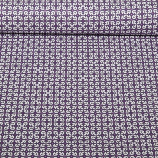 Cretonne de coton - Feuilles Violet