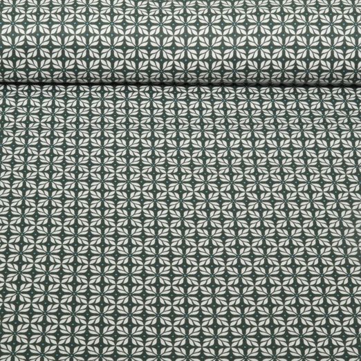 Cretonne de coton - Feuilles Vert sapin