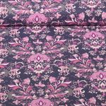 Cretonne de coton - Ornements floraux Violet
