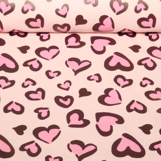 Tissu imperméable - Aqua Protect Impr. digitale Coeurs Rose