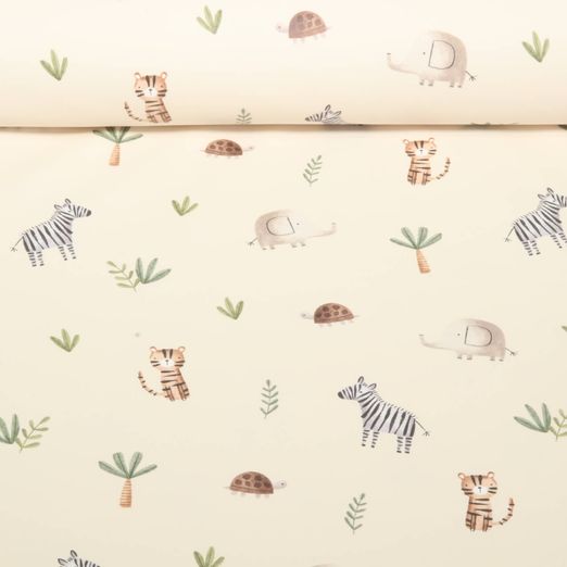 Tissu imperméable - Aqua Protect Impr. digitale Animaux sauvages Beige