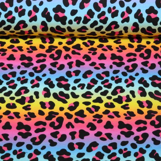 Sweat d'été - French Terry Impression numérique Léopard Rayures Multicolor