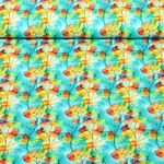Baumwoll-Popeline - Blumen Türkis