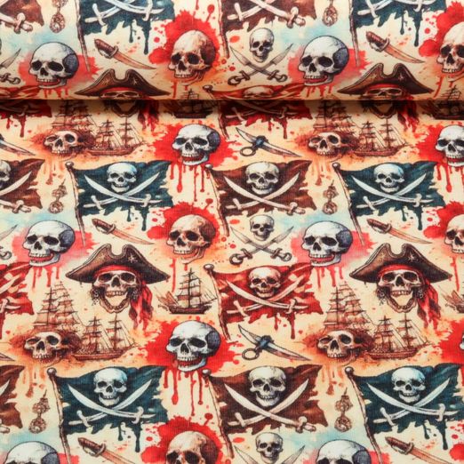 Jogging - Impression numérique Pirates Têtes de mort Beige Gratté