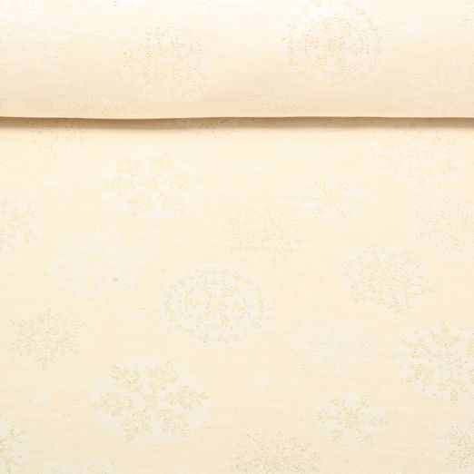 Toile canevas jacquard - Linge de table grande largeur 280cm - Cristaux de glace Ecru Doré 