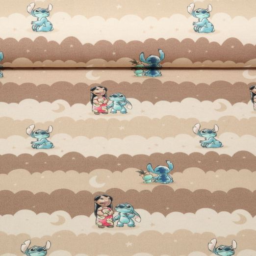 Jersey Impression digitale - Lilo & Stitch Nuages Marron