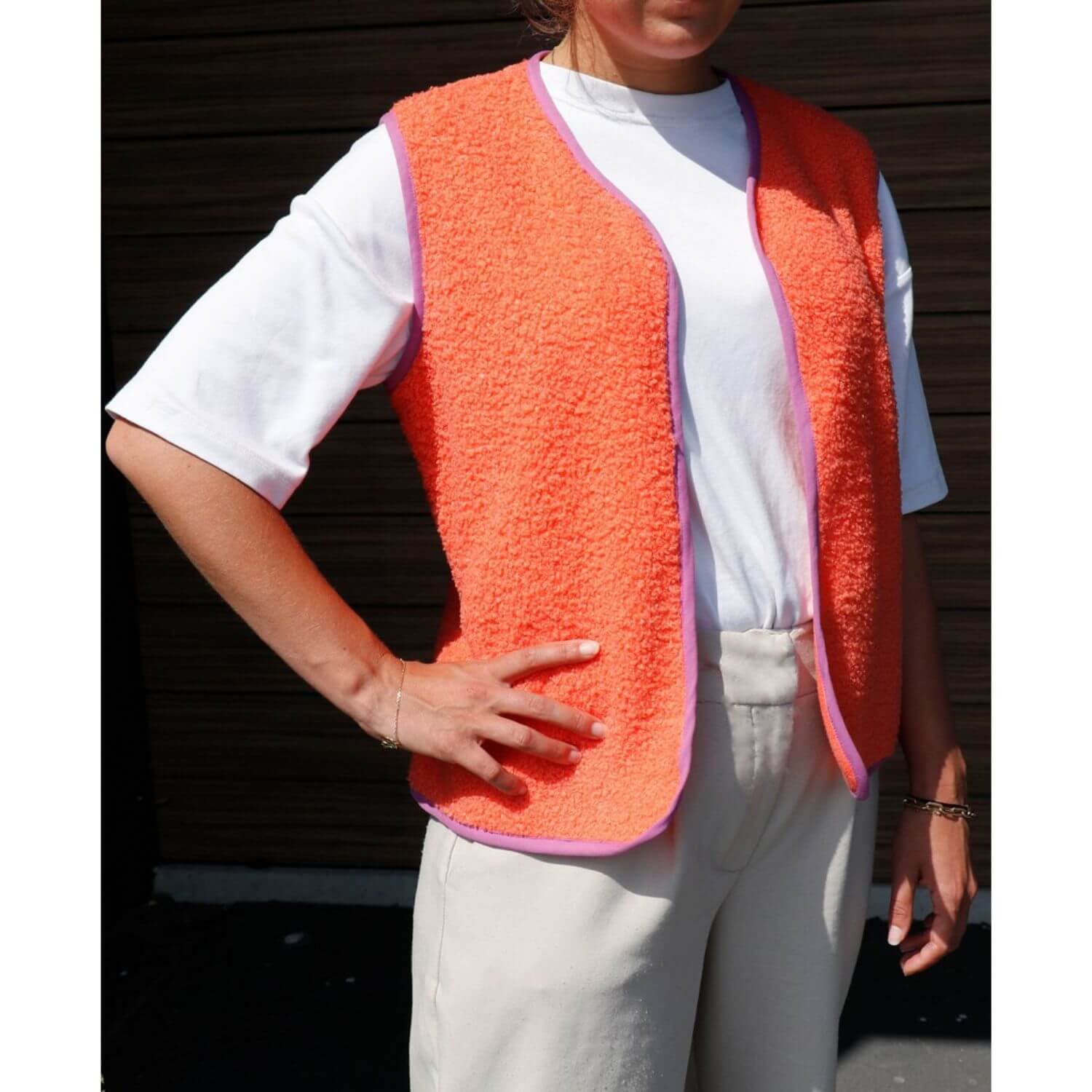 Polaire teddy - Double face bouclette Uni Orange-1 Polaire teddy - Double face bouclette Uni Orange-1
