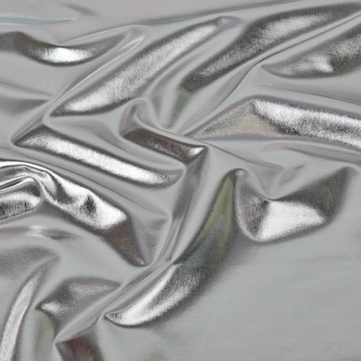 Tissu déguisement - Jersey foil Lamé Uni Argenté