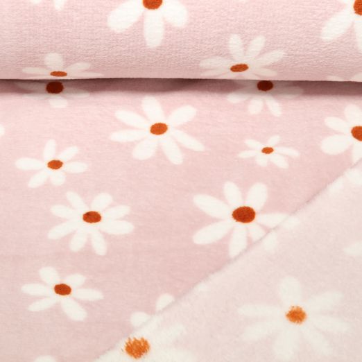 Polaire Wellness - Double face Fleurs Rose