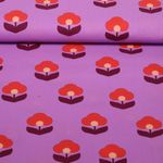 Coton enduit - Fleurs Violet