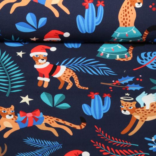 Toile canevas bio - Hamburger Liebe Impression digitale Wild XMAS 2025 Léopard Bleu marine