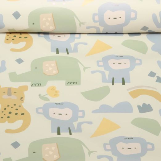 Tissu imperméable - Animaux de safari Ecru