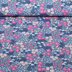 Beschichtete Baumwolle - Blumen Jeansblau