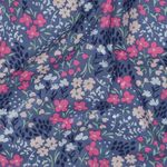 Gecoate katoen – Bloemen jeansblauw Gecoate katoen – Bloemen jeansblauw
