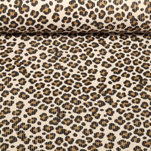 Velours milleraies - Stretch Motif léopard Sable clair