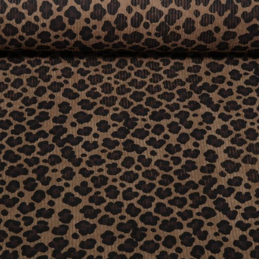 Velours milleraies - Stretch Motif léopard Marron