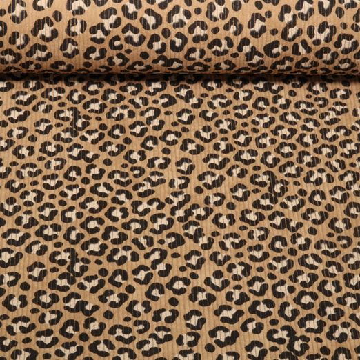Velours milleraies - Stretch Motif léopard Beige