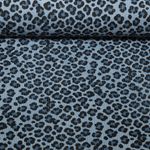 Velours milleraies - Stretch Motif léopard Bleu clair