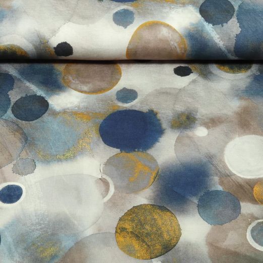 Jersey de bambou - Impression numérique Cercles Bleu jeans