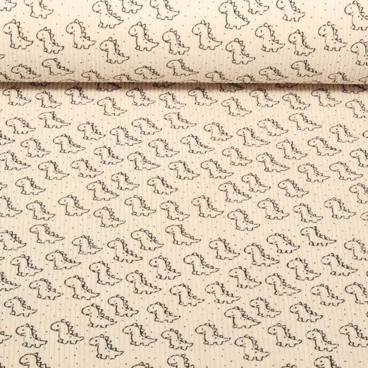 Babycord - Stretch Kleine Dinos Helles Sand