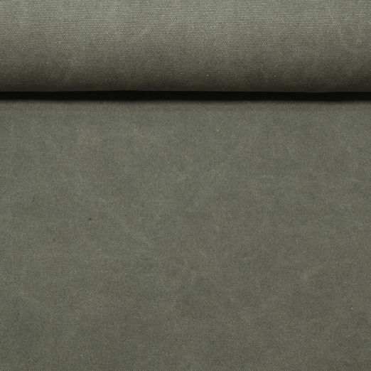 Toile canevas Stonewashed - Uni Vert militaire