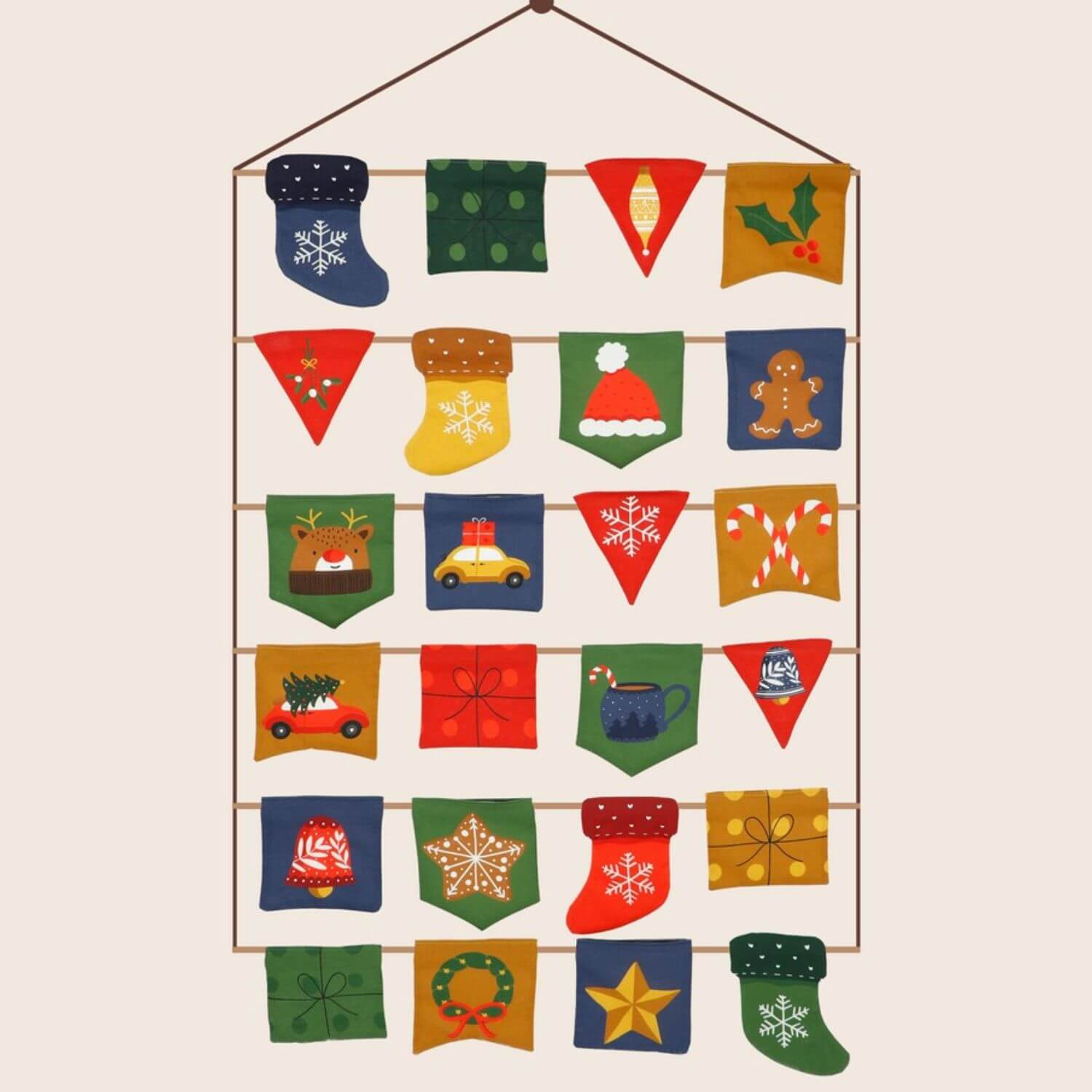 Panneau Popeline de coton - Calendrier de l'Avent Multicolore-1 Panneau Popeline de coton - Calendrier de l'Avent Multicolore-1
