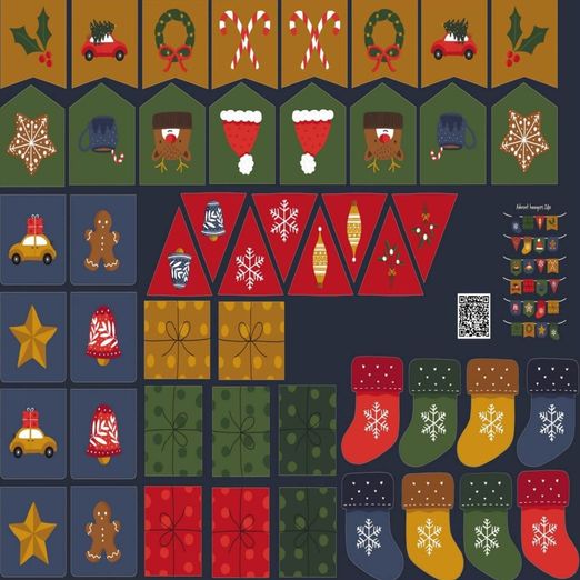 Panneau Popeline de coton - Calendrier de l'Avent Multicolore Panneau Popeline de coton - Calendrier de l'Avent Multicolore