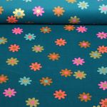 Babycord - Blumen Gold Petrol