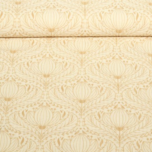 Seersucker - Coton vintage Fleurs Ecru Marron