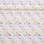 Baumwoll-Popeline - Kleine Blüten Weiß Lila