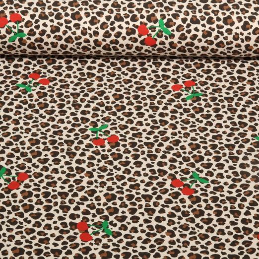 Jersey - Léopard avec cerises Beige