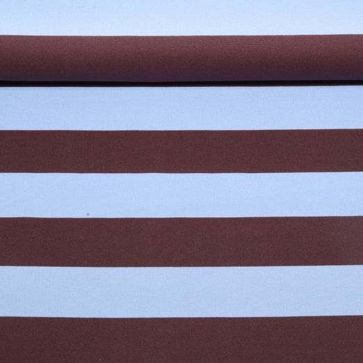 Toile de coton - Rayures Bleu clair Marron