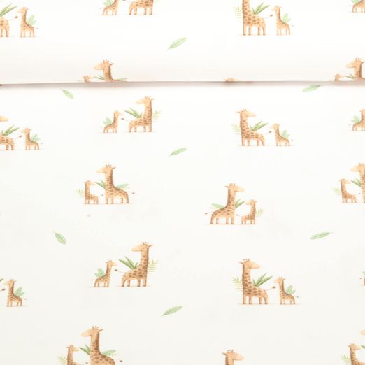 Jersey bio - Impression numérique Girafes Blanc