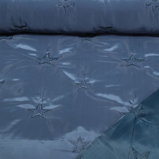 Gesteppter Jackenstoff - Sterne Blau Wattiert