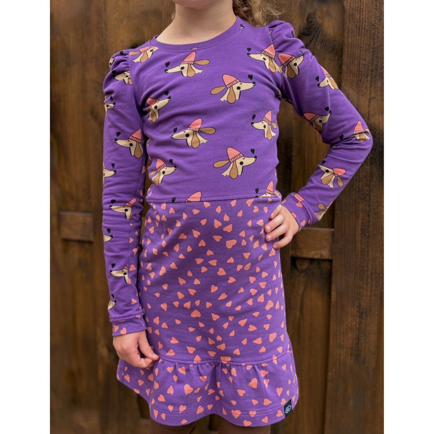 Sommersweat - French Terry Dackel mit Herz Lila-1 Sommersweat - French Terry Dackel mit Herz Lila-1