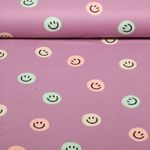 Flanelle de coton - Smileys Vieux rose