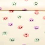 Flanelle de coton - Smileys Ecru Violet