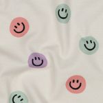 Baumwoll-Flanell - Smileys Ecru Lila