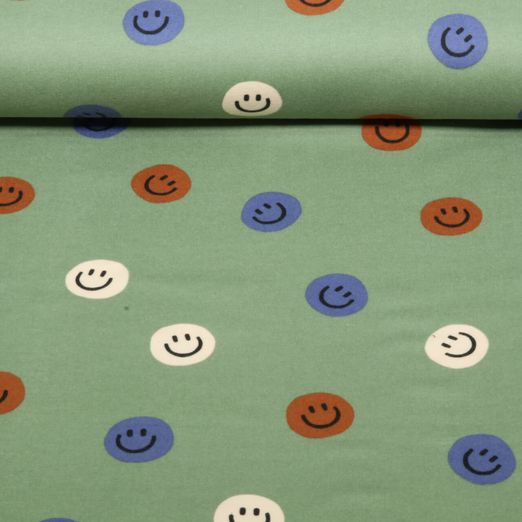 Flanelle de coton - Smileys Vert
