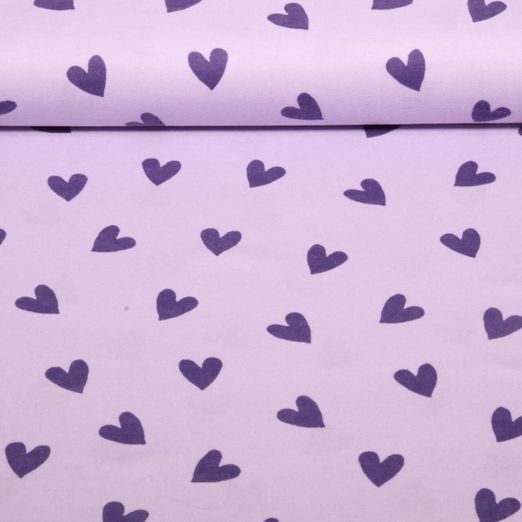Flanelle de coton - Coeurs Lilas