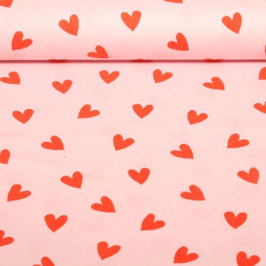 Flanelle de coton - Coeurs Rose