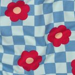 Softsweat - Ruitjes en bloemen blauw geborsteld Softsweat - Ruitjes en bloemen blauw geborsteld